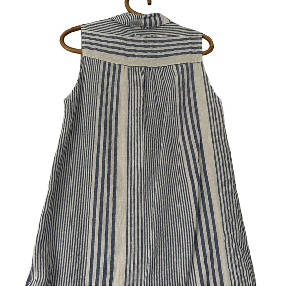 Lina Tomei | Striped Linen Blend Sleeveless Mini Dress Size S - Picture 5 of 12